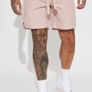 Batter Up Crinkle Nylon Volley Shorts - Mauve