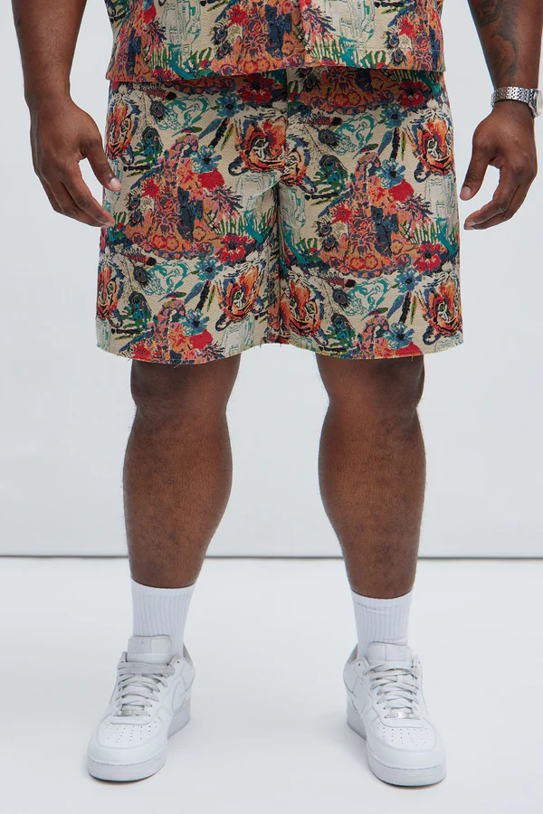 Ansel Tapestry Relaxed Shorts - Multi Color - Image 2