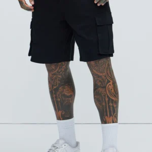 Twill Volley Cargo Shorts - Black