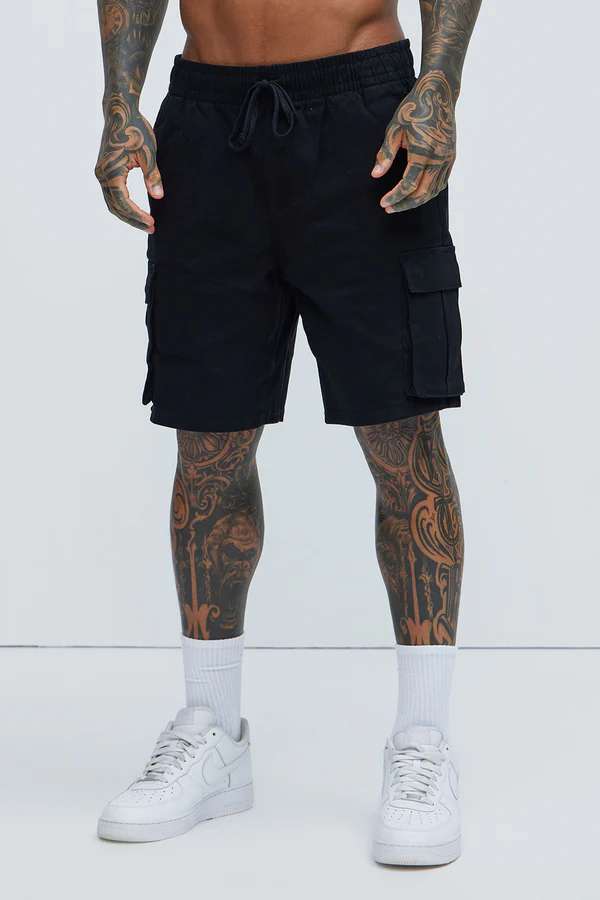 Twill Volley Cargo Shorts - Black - Image 4