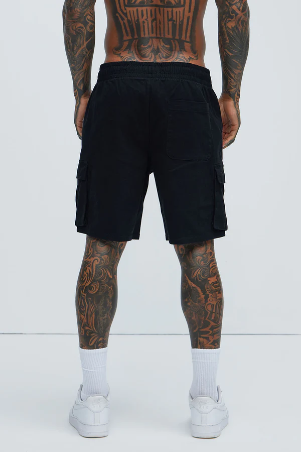 Twill Volley Cargo Shorts - Black - Image 5