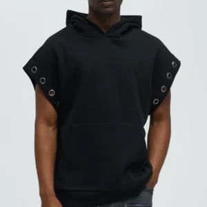 Tyson Ring Sleeveless Hoodie - Black