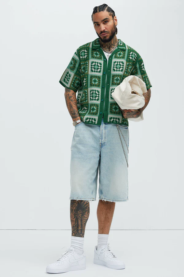 Nolan Textured Shirt - Green/combo - Image 2