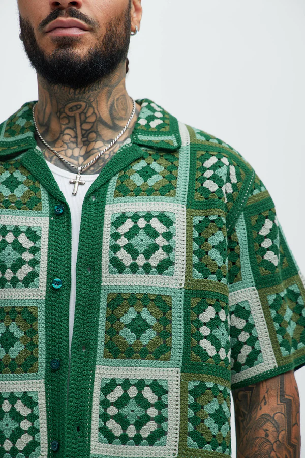 Nolan Textured Shirt - Green/combo - Image 4